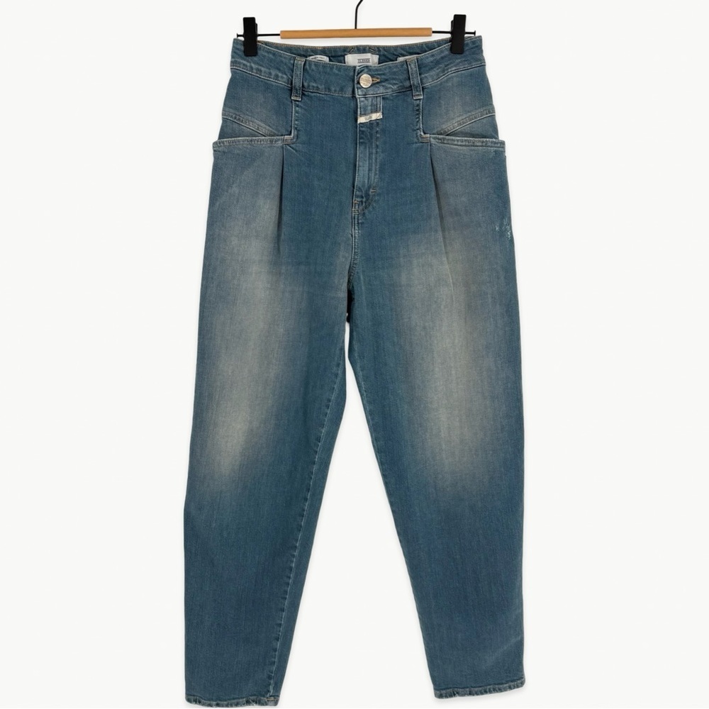 Closed Pearl High Waist Tapered Jeans Size 28 Mid Wash Blue Cropped Minimal